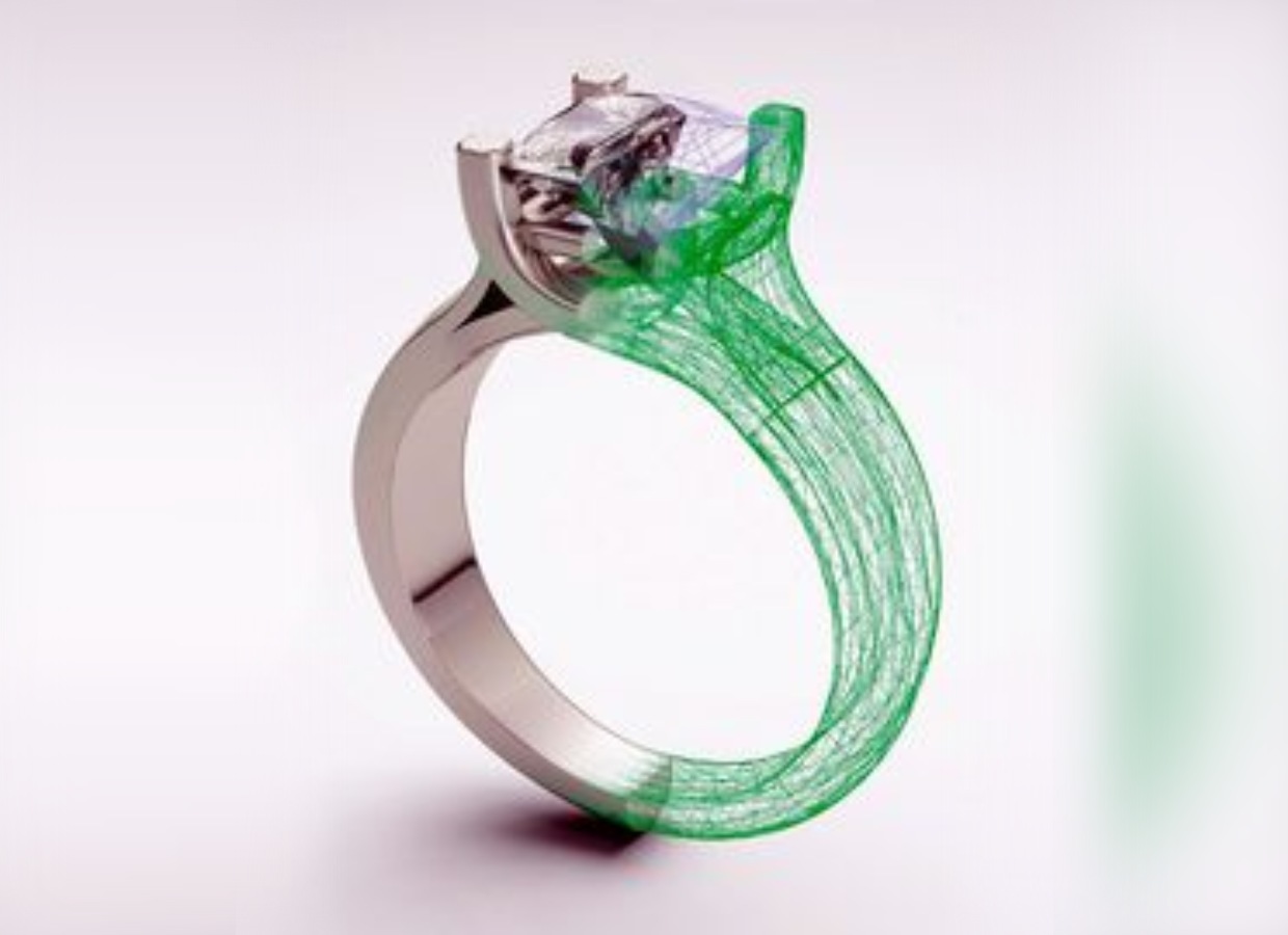 CAD wireframe of a ring taking shape