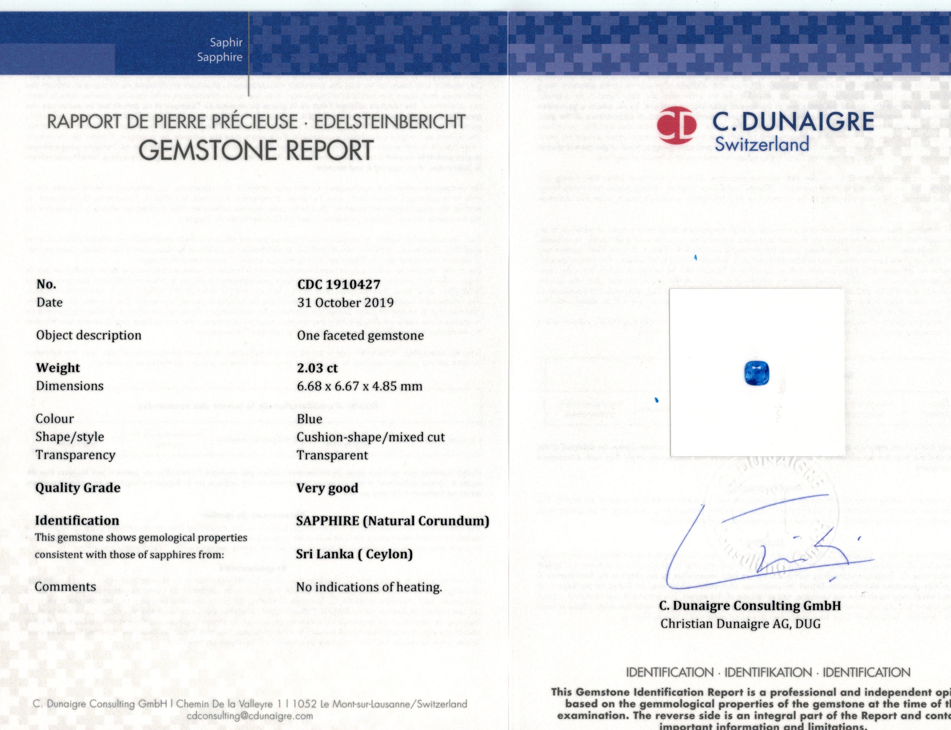 Certificate for SA-3957